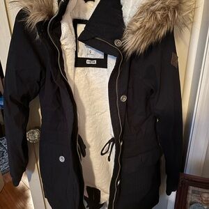 Hollister Black Jacket with Fur Hood